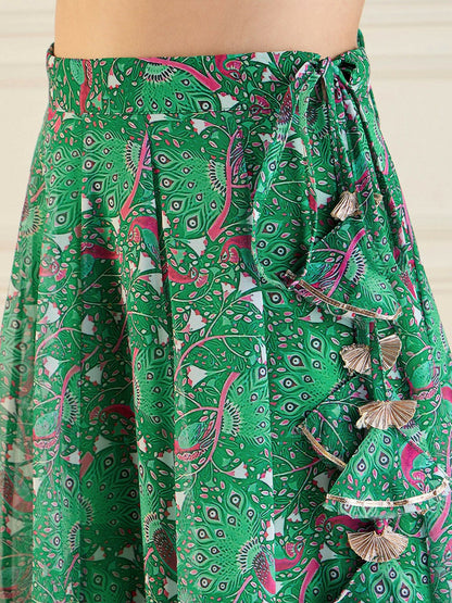 Green & Pink Printed Lehenga Choli – Bollywood Bridal, Bridesmaid, Indian & Pakistani Wedding Wear | Indiaista