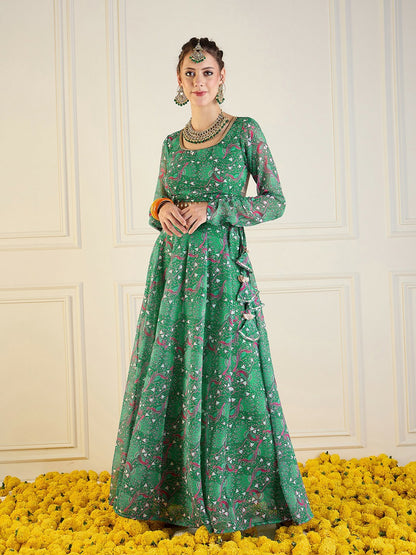 Green & Pink Printed Lehenga Choli – Bollywood Bridal, Bridesmaid, Indian & Pakistani Wedding Wear | Indiaista