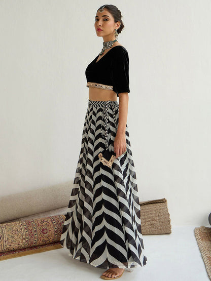 Black & White Embellished Lehenga Choli – Handmade Bollywood Bridal & Wedding Wear | Indiaista