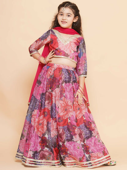 Buy Girls Printed Ready to Wear Lehenga Choli with Dupatta - Indiaista