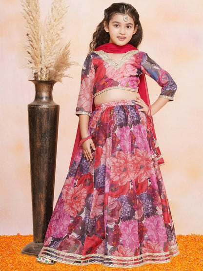 Buy Girls Printed Ready to Wear Lehenga Choli with Dupatta - Indiaista