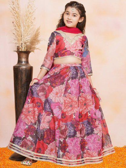 Buy Girls Printed Ready to Wear Lehenga Choli with Dupatta - Indiaista