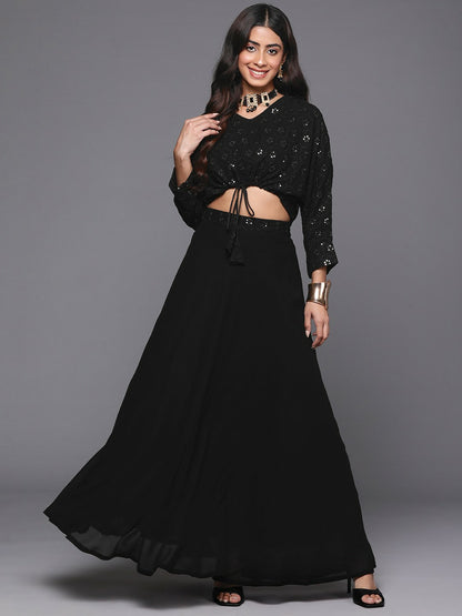 Black Embroidered & Sequinned Lehenga Choli – Bollywood Bridal, Wedding & Bridesmaid Wear | Indiaista