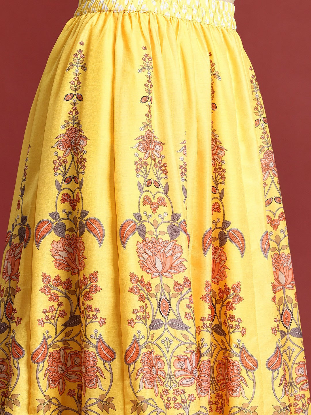 Yellow & Pink Printed Lehenga Choli for Women – Bollywood Bridal, Bridesmaid, Indian & Pakistani Wedding Wear | Indiaista