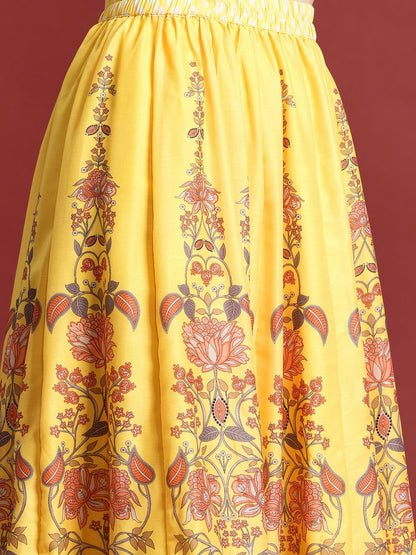 Yellow & Pink Printed Lehenga Choli for Women – Bollywood Bridal, Bridesmaid, Indian & Pakistani Wedding Wear | Indiaista