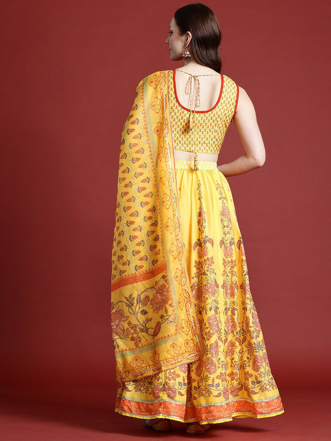 Yellow & Pink Printed Lehenga Choli for Women – Bollywood Bridal, Bridesmaid, Indian & Pakistani Wedding Wear | Indiaista