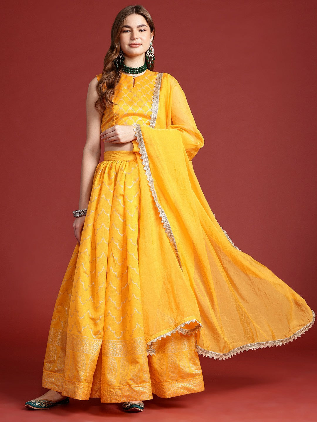 Yellow & Silver Embroidered Lehenga Choli for Women – Bollywood Bridal & Bridesmaid Outfit | Indiaista