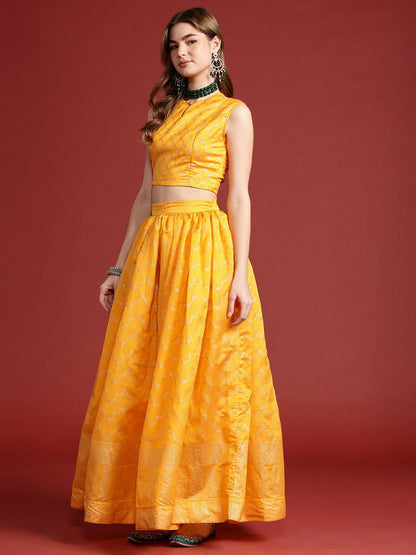 Yellow & Silver Embroidered Lehenga Choli for Women – Bollywood Bridal & Bridesmaid Outfit | Indiaista