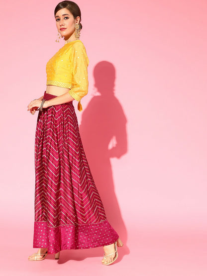 Pink & Yellow Embellished Lehenga Choli for Women – Bollywood Bridal & Bridesmaid Indian Pakistani Wedding Wear | Indiaista