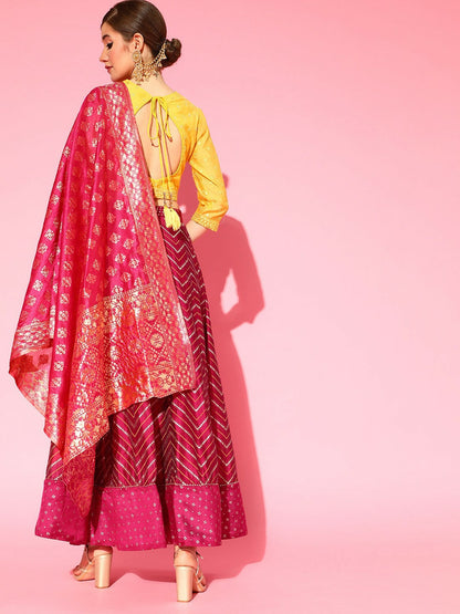 Pink & Yellow Embellished Lehenga Choli for Women – Bollywood Bridal & Bridesmaid Indian Pakistani Wedding Wear | Indiaista