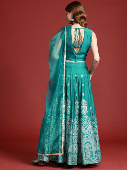 Teal & Silver Embroidered Lehenga Choli for Women – Bollywood Wedding & Bridal Wear | Indiaista