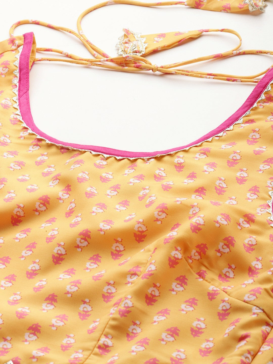 Yellow & Pink Printed Lehenga Choli for Women – Bollywood Wedding Bridal Bridesmaid Outfit | Indiaista