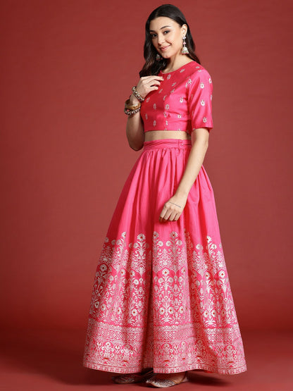 Pink & Magenta Printed Lehenga Choli with Dupatta – Bollywood Bridal & Bridesmaid Outfit | Indiaista