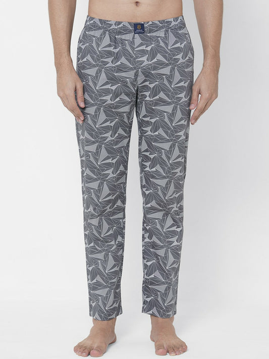 Men Grey Printed Pure Cotton Lounge Pants - Comfortable & Breathable | Indiaista