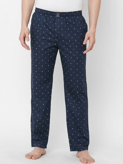 Men Navy Blue Printed Pure Cotton Lounge Pants - Comfortable & Stylish | Indiaista