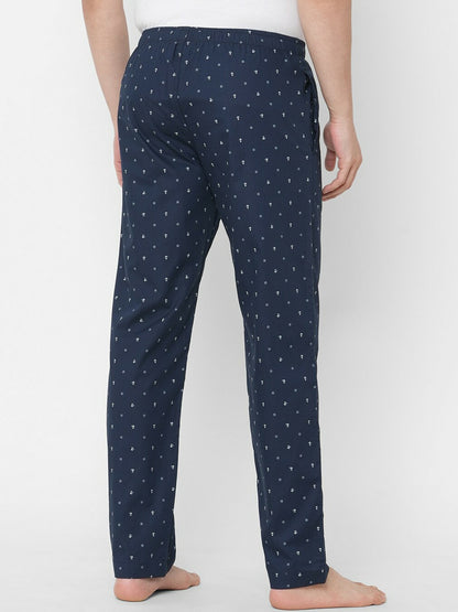 Men Navy Blue Printed Pure Cotton Lounge Pants - Comfortable & Stylish | Indiaista