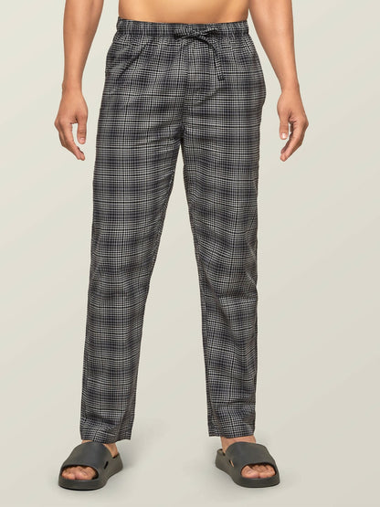 Men Super Combed Cotton Checkmate Lounge Pants - Comfortable & Breathable Regular-Fit Pyjamas | Indiaista