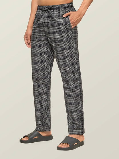 Men Super Combed Cotton Checkmate Lounge Pants - Comfortable & Breathable Regular-Fit Pyjamas | Indiaista