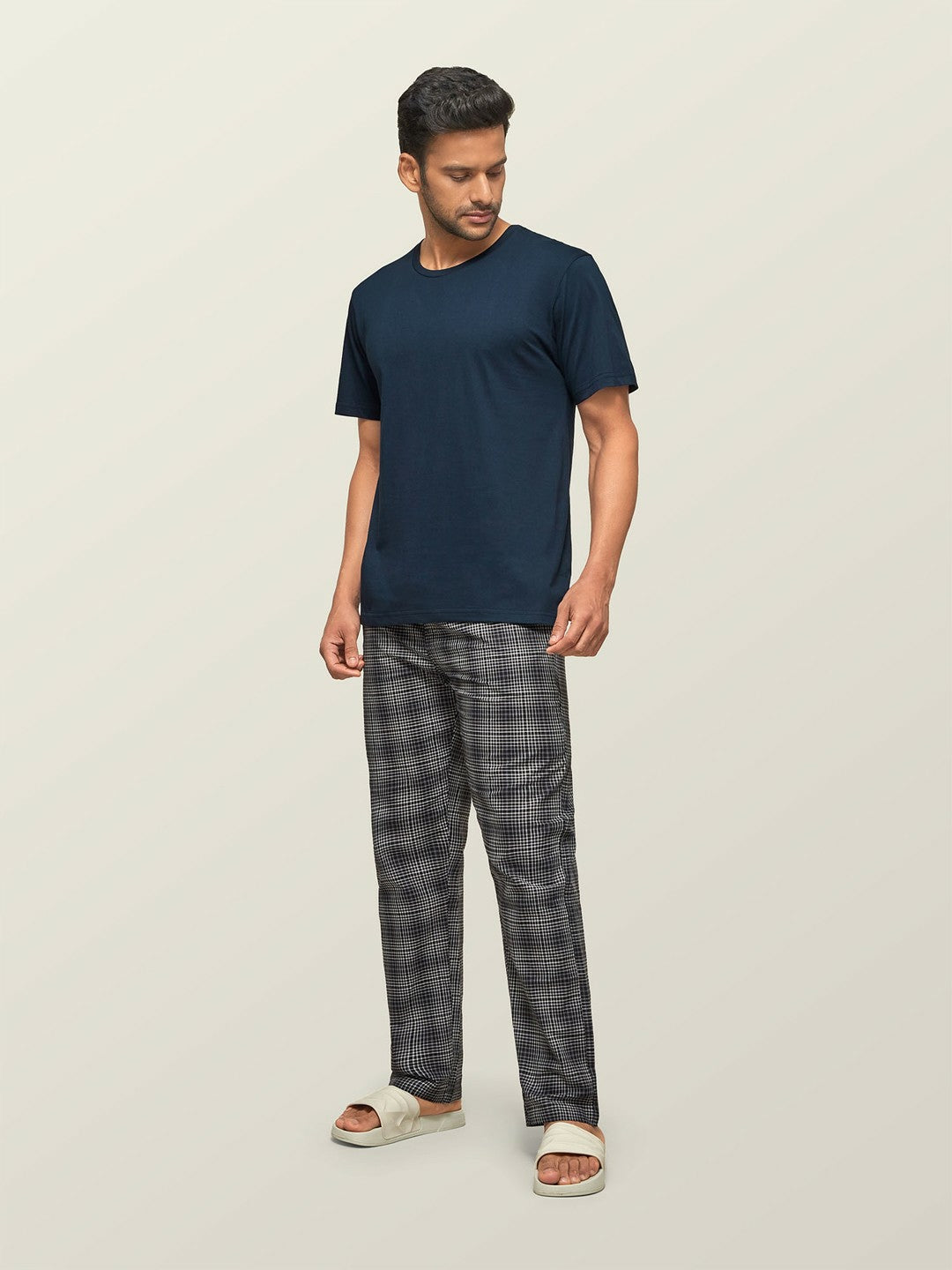 Men Super Combed Cotton Checkmate Lounge Pants - Comfortable & Breathable Regular-Fit Pyjamas | Indiaista