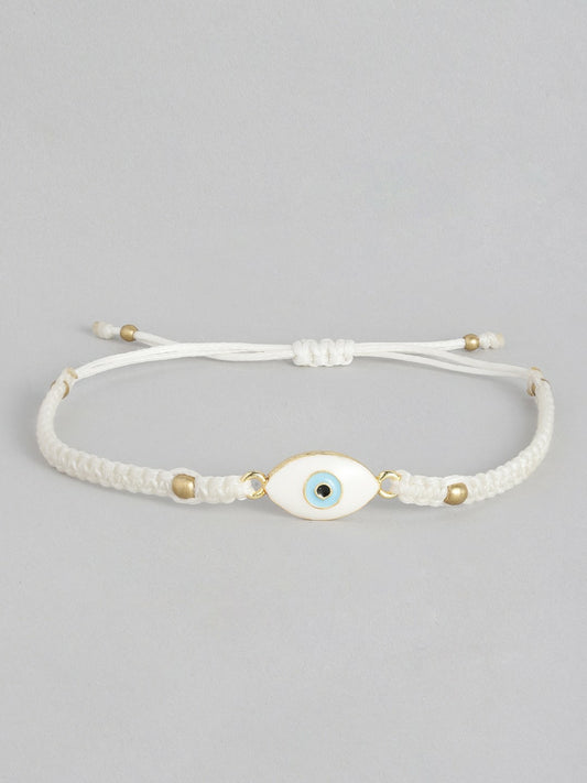 White Evil Eye Charm Bracelet for Men & Women – Unisex Alloy Drawstring Bracelet | Indiaista