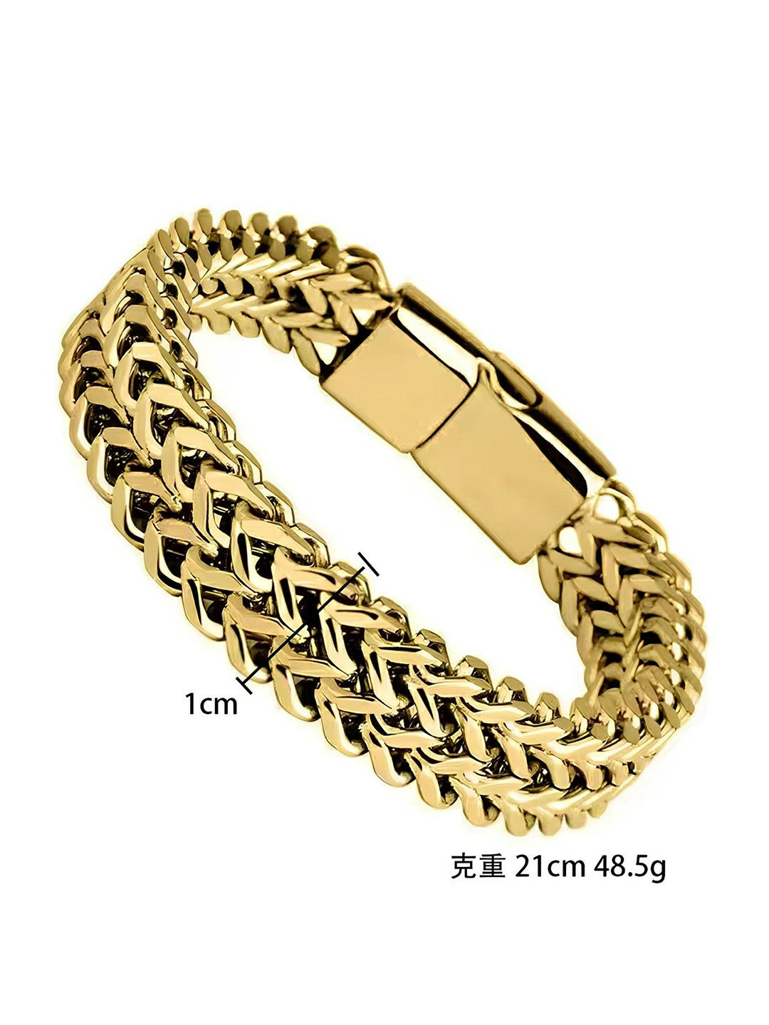 Gold-Toned Unisex Link Bracelet for Men – Stainless Steel, Gold-Plated with Magnetic Closure | Indiaista