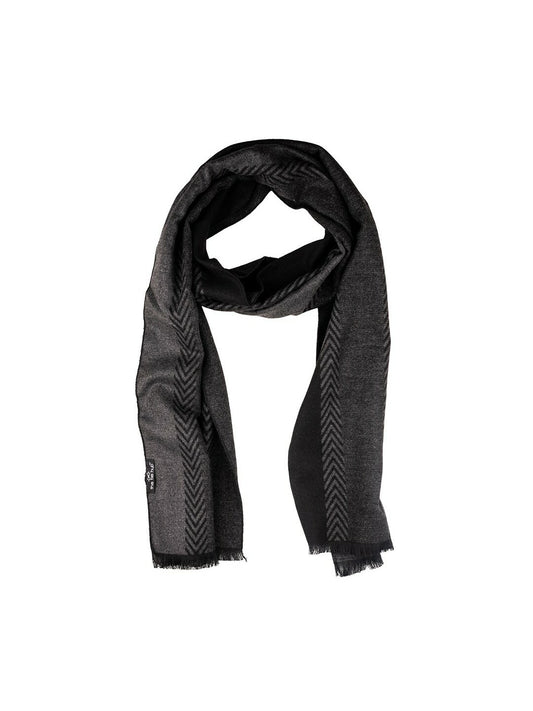 Men Woolen Printed Scarf - Grey & Black | Stylish & Warm | Indiaista