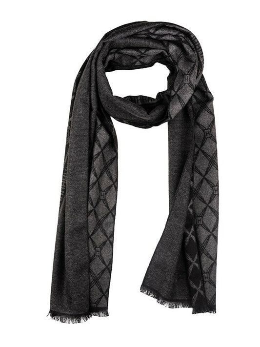 Black & Grey Checked Woolen Scarf for Men – Stylish & Warm | Indiaista