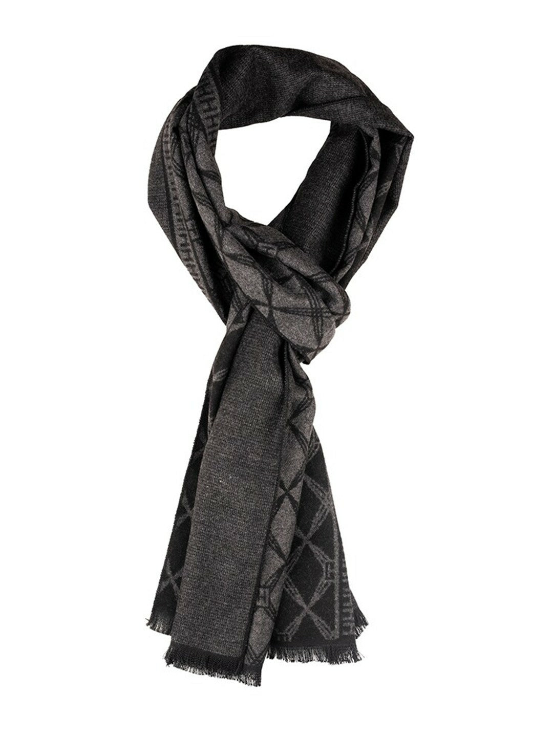 Black & Grey Checked Woolen Scarf for Men – Stylish & Warm | Indiaista