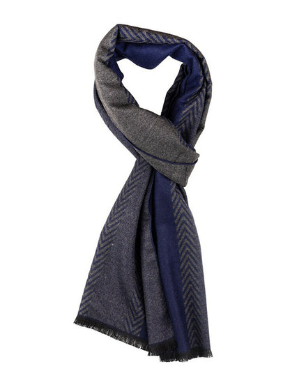 Buy Men’s Woolen Self Design Scarf – Blue & Grey | Indiaista