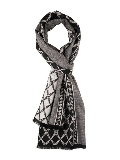 Black & Grey Checked Woolen Scarf for Men – Stylish & Warm | Indiaista