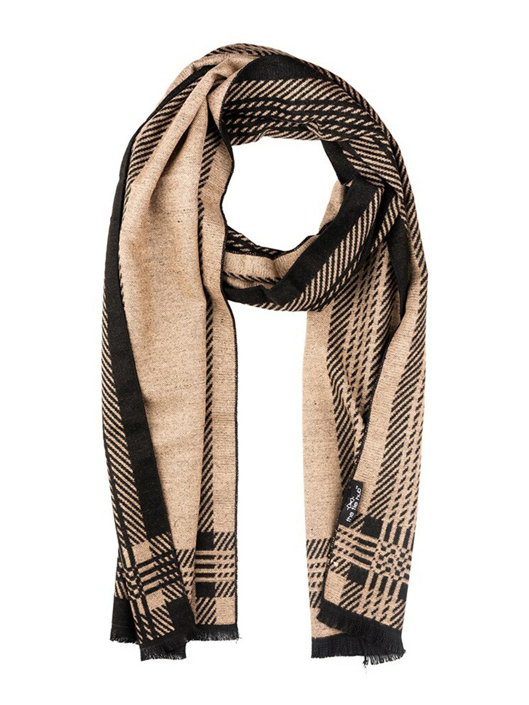 Stylish Men's Checked Woolen Scarf - Black & Beige | Indiaista