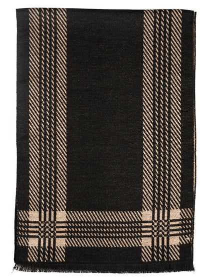 Stylish Men's Checked Woolen Scarf - Black & Beige | Indiaista