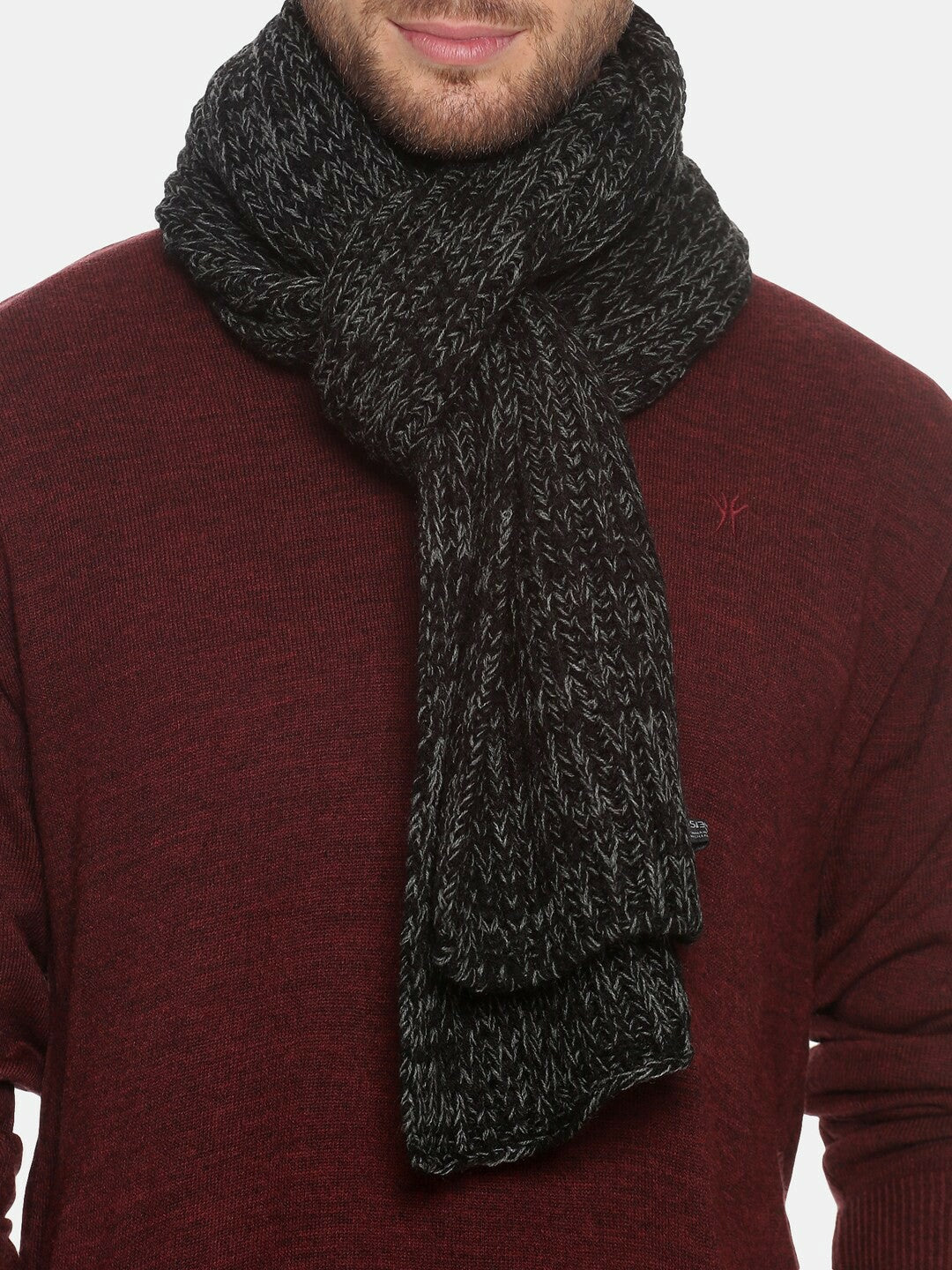 Buy Black & Grey Knitted Patterned Muffler for Men – Stylish & Warm | Indiaista