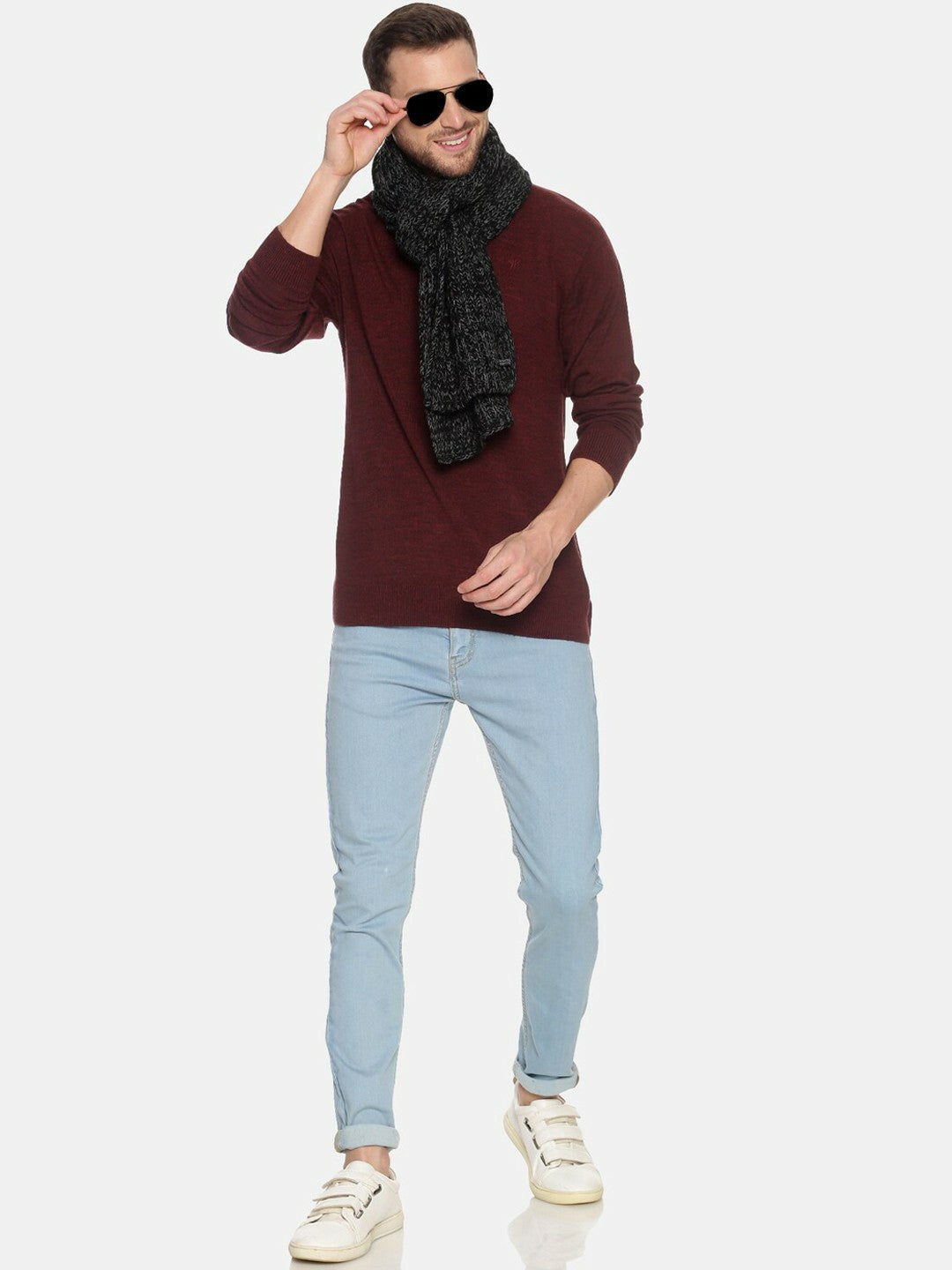 Buy Black & Grey Knitted Patterned Muffler for Men – Stylish & Warm | Indiaista