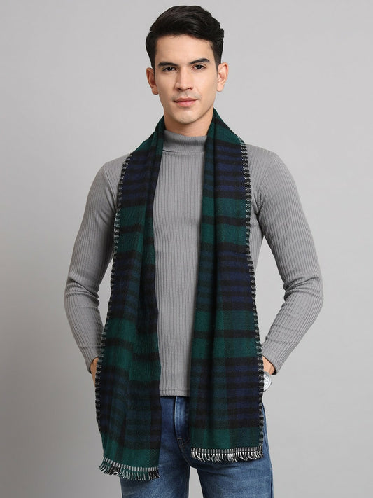 Buy Black & Green Checked Woollen Muffler for Men – Stylish & Warm | Indiaista