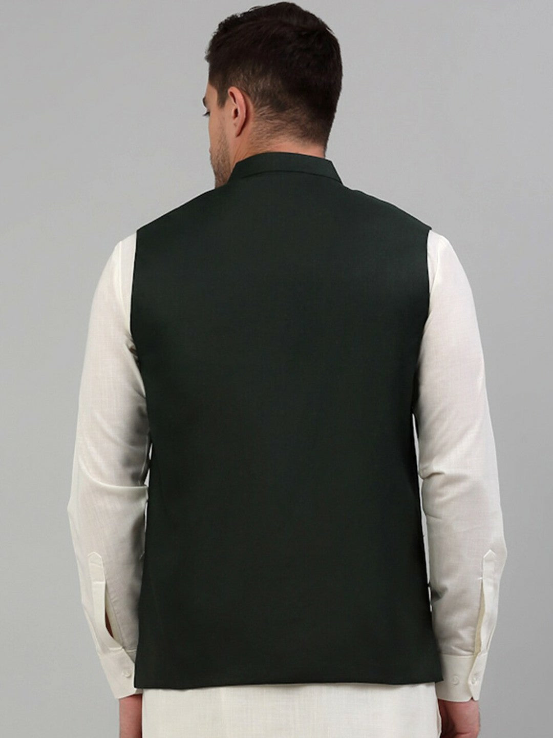 Buy Olive Green Silk Cotton Nehru Jacket for Men – Stylish & Elegant | Indiaista