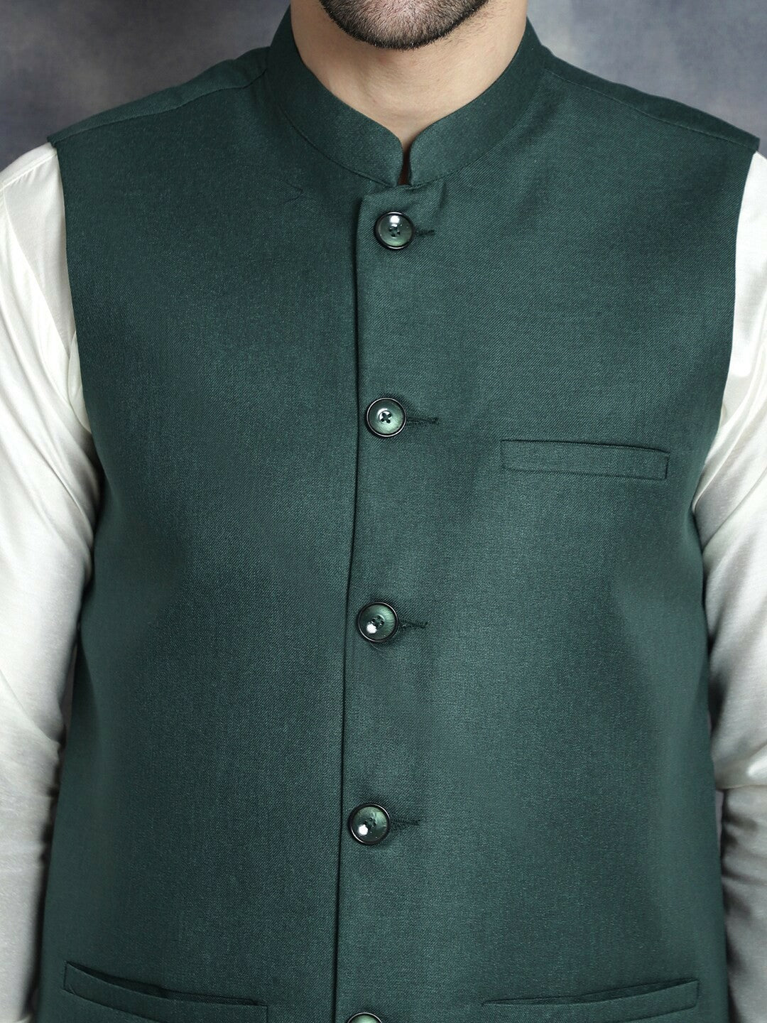 Buy Olive Green Solid Nehru Jacket for Men – Stylish Mandarin Collar Sleeveless Jacket | Indiaista