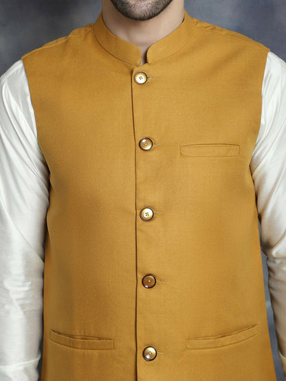 Buy Charcoal Woven Solid Nehru Jacket for Men | Mandarin Collar | Indiaista