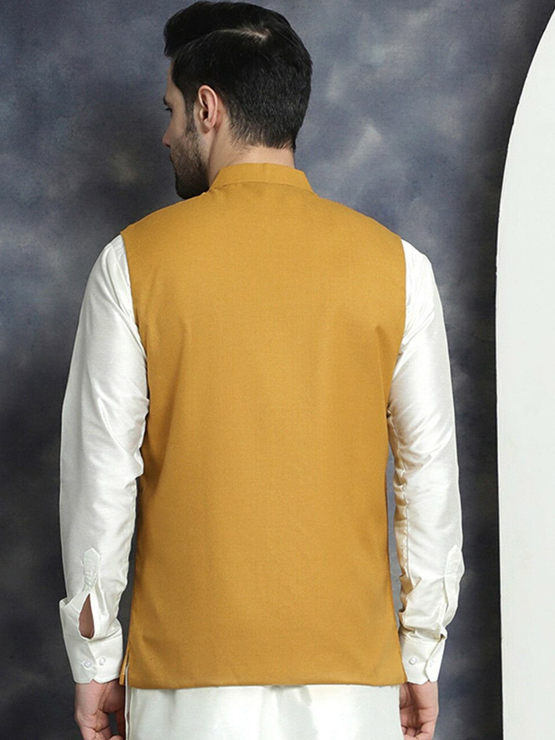 Buy Charcoal Woven Solid Nehru Jacket for Men | Mandarin Collar | Indiaista