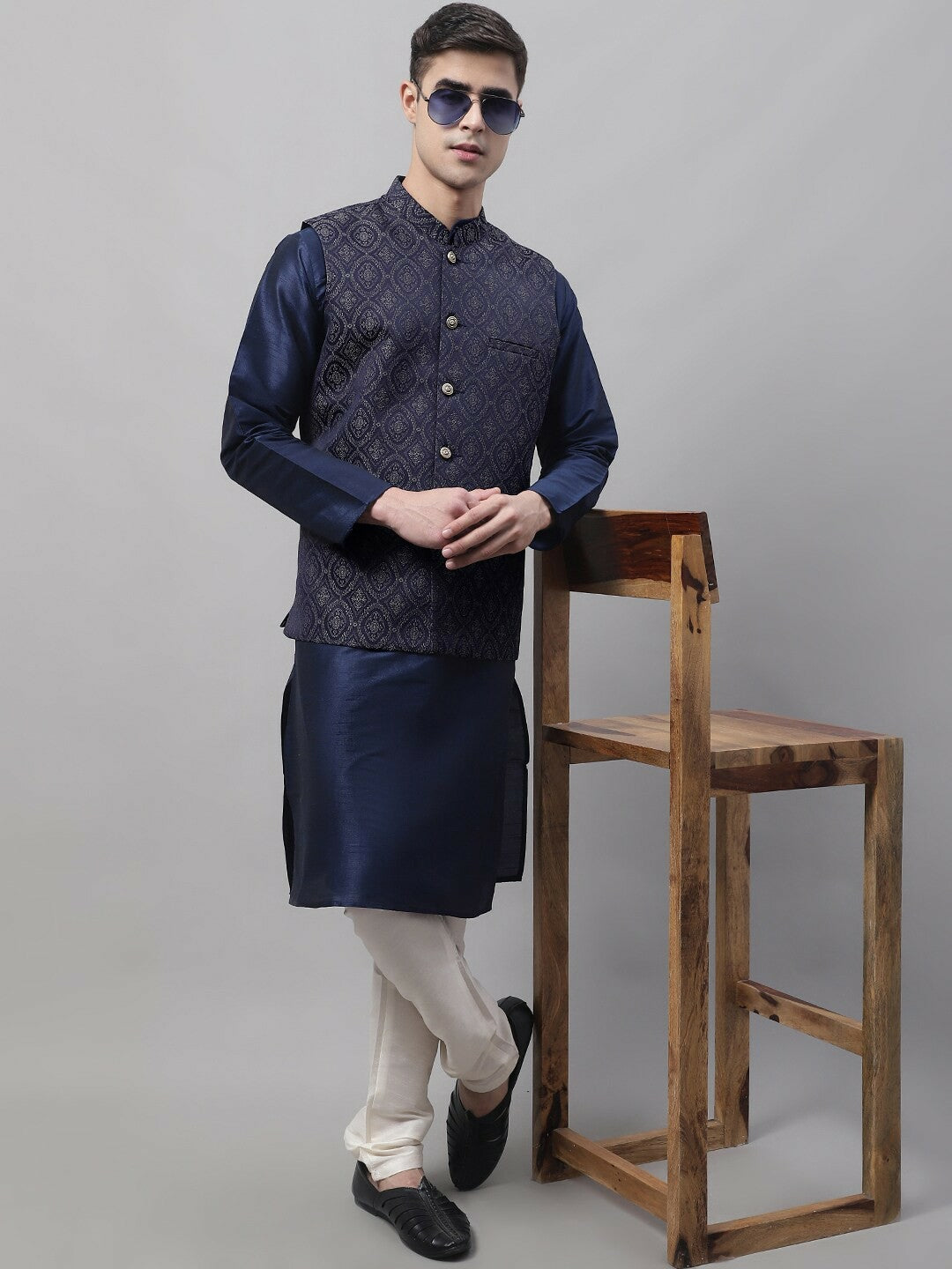 Buy Men’s Woven Design Mandarin Collar Nehru Jacket – Stylish & Comfortable | Indiaista