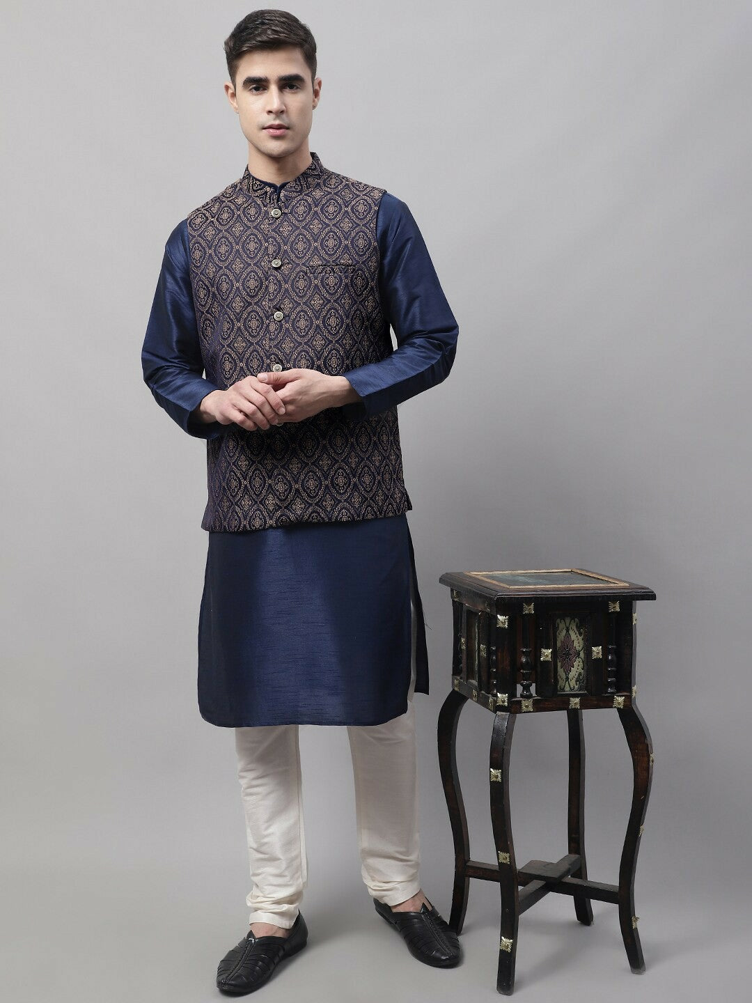 Buy Men’s Woven Design Nehru Jacket – Stylish Waistcoat with Mandarin Collar | Indiaista