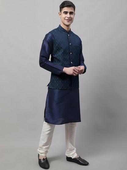 Buy Men’s Woven Design Nehru Jacket – Stylish Waistcoat with Mandarin Collar | Indiaista