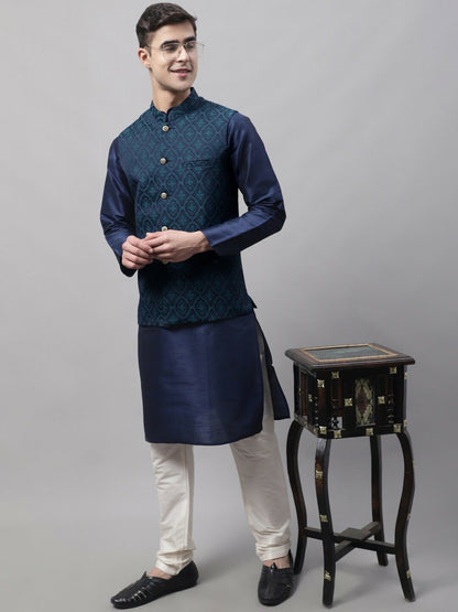 Buy Men’s Woven Design Nehru Jacket – Stylish Waistcoat with Mandarin Collar | Indiaista