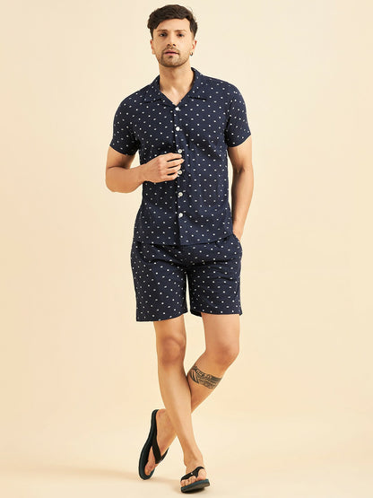 Geometric Printed Men's Night Suit - Comfortable & Stylish for Leisure | Indiaista.com