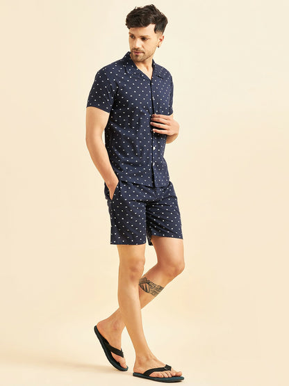 Geometric Printed Men's Night Suit - Comfortable & Stylish for Leisure | Indiaista.com