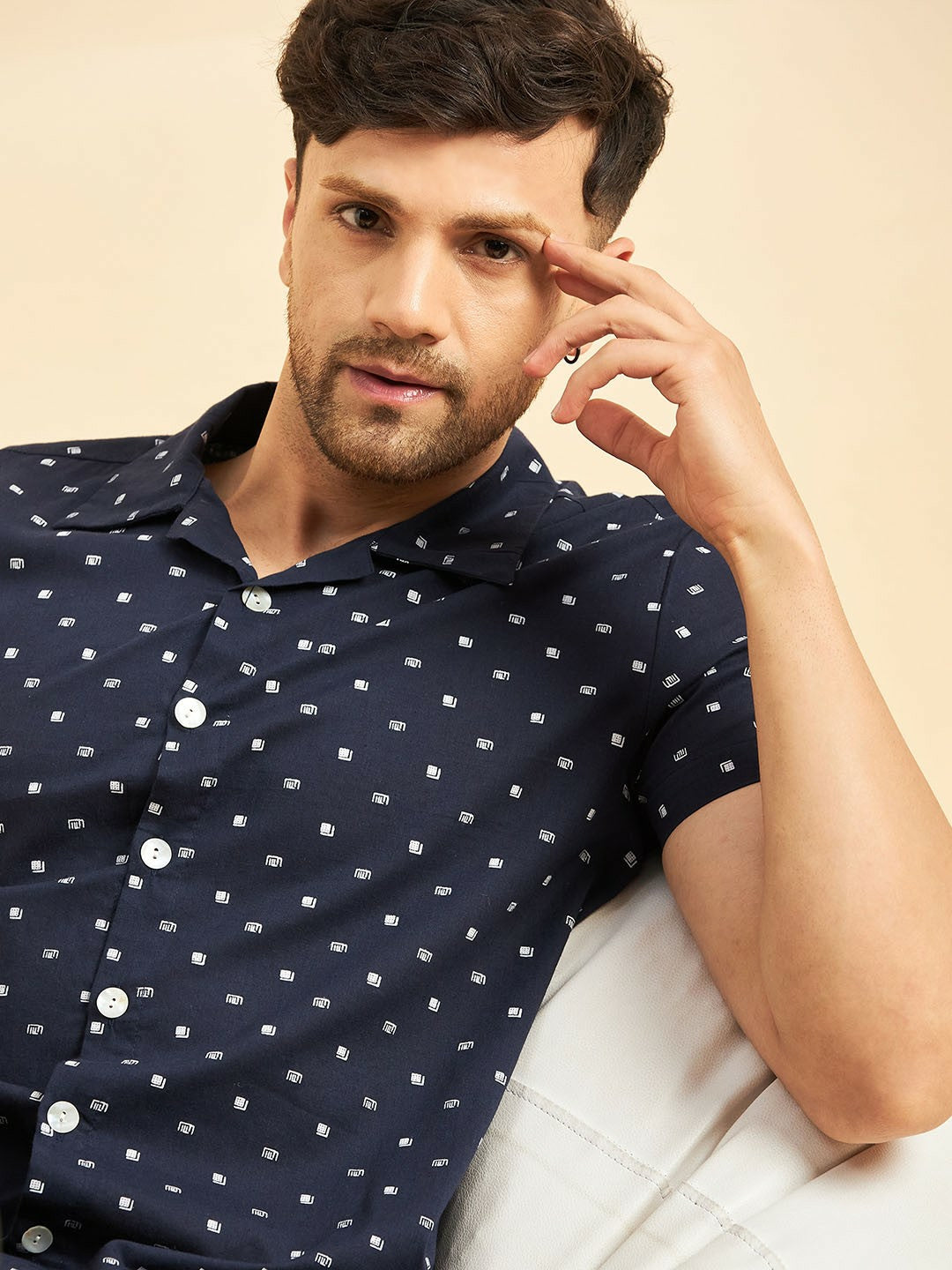 Geometric Printed Men's Night Suit - Comfortable & Stylish for Leisure | Indiaista.com