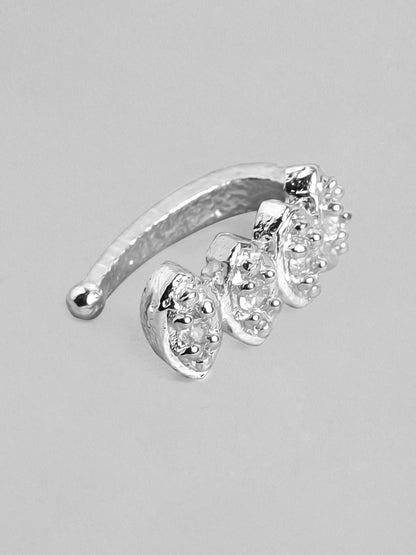 Buy Silver-Plated White CZ-Studded Nose Pin Online | Indiaista