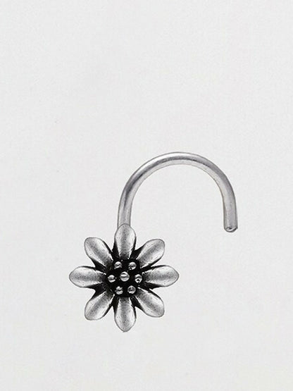 Buy 925 Sterling Silver Floral Nose Pins Online – Clip-On & Oxidised Designs | Indiaista