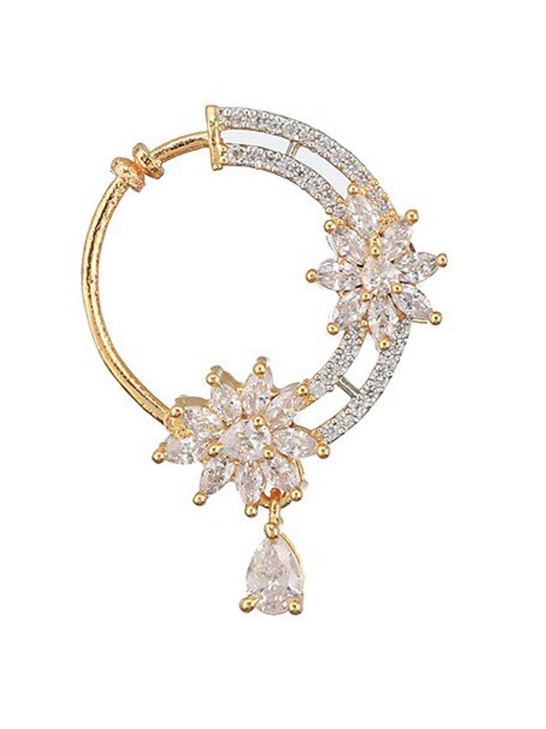 Buy Gold-Plated American Diamond Nose Pins Online – Elegant Nose Rings | Indiaista