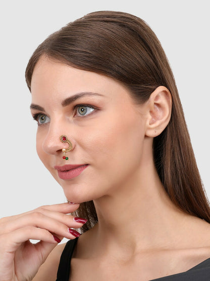 Set of 3 Vilandi Gold-Plated Nose Pins – CZ-Studded & Maharashtrian Nath